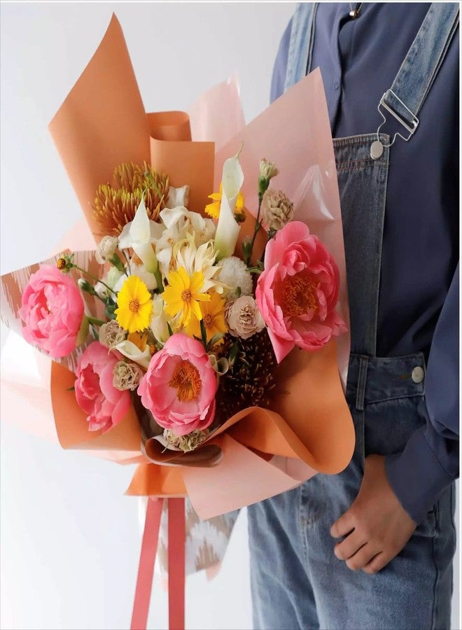 اويسيس أواسيس - 20 ورقة تغليف باقات زهور فاخرة مقاومة للماء على الطراز الكوري (58 سم × 58 سم، 60 ميكرون) | تصميم شيفرون، ورق تغليف هدايا للزهور وورق تغليف هدايا يمكنك صنعه بنفسك لعيد الحب - أزرق - Image 5